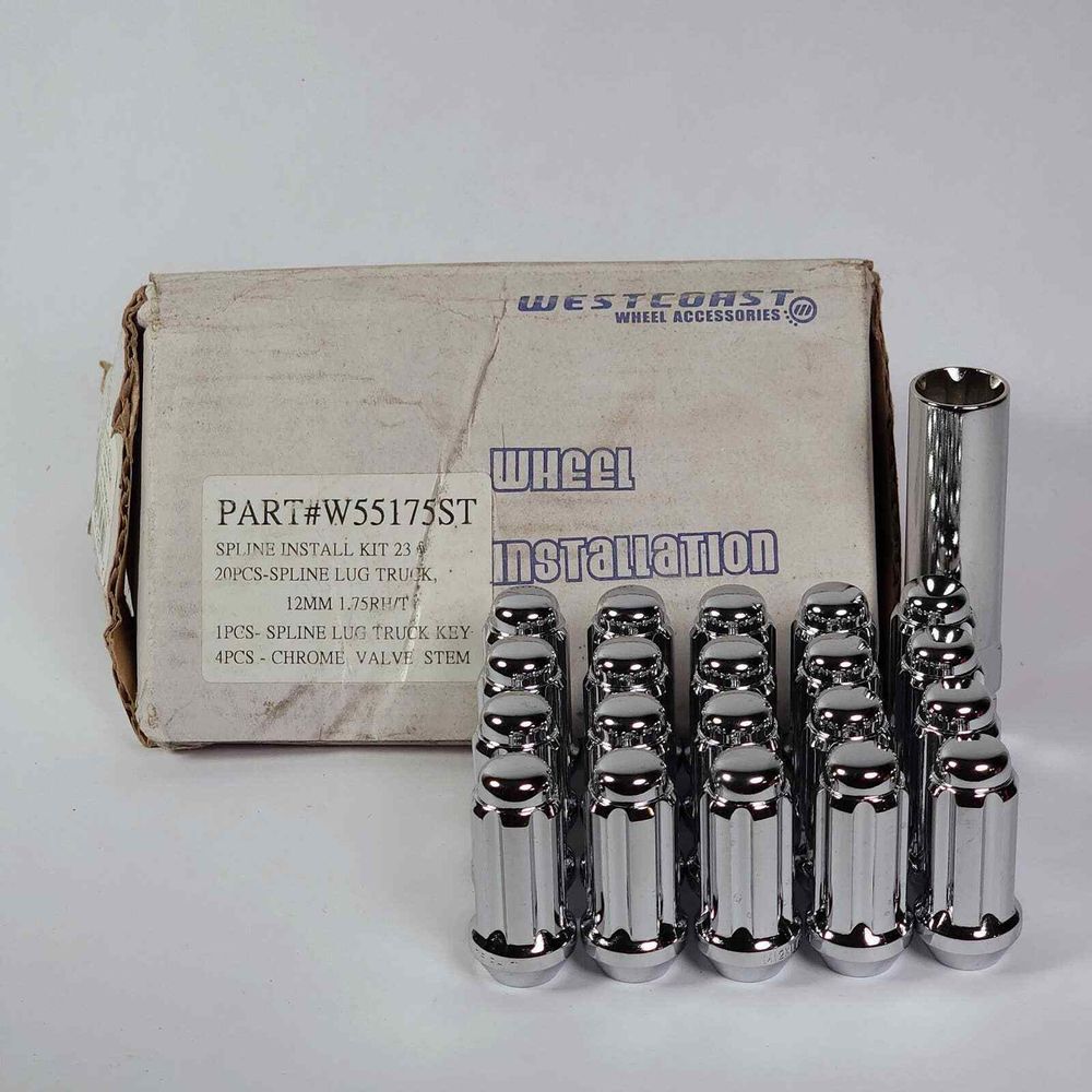 West Coast Wheel Accessories W55175ST 20 Pc 12x1.75 Spline Lug Nuts + Lock NOS